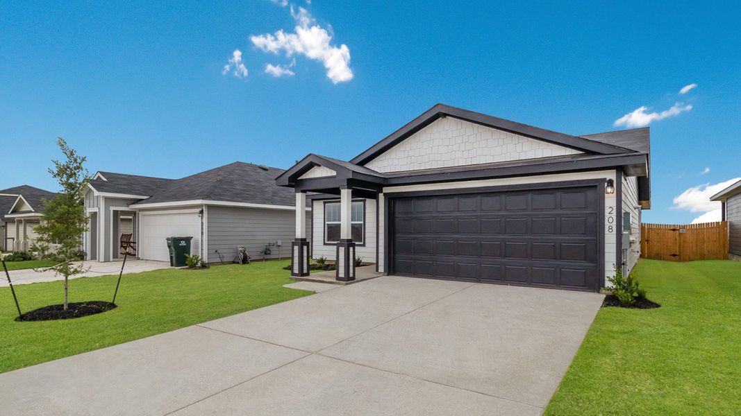 Representative exterior photo of a completed home built from the The Baxtor by D.R. Horton in Valverde, Bastrop, TX (Image 12).