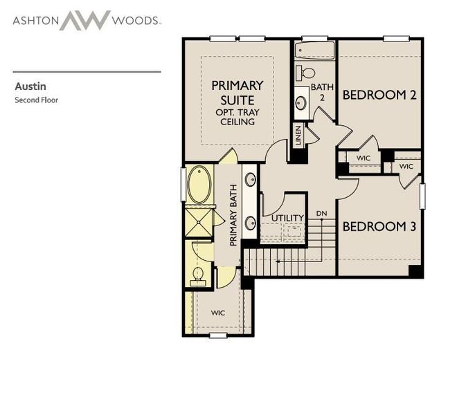 2D floor plan layout of this home in The Cottages at La Cima, San Marcos, TX (Image 3).