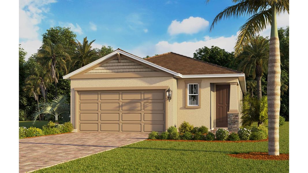 Front exterior of a new home in Lakes of Mount Dora, Mount Dora, FL, highlighting curb appeal (Image 2). Front exterior of a new home in Lakes of Mount Dora, Mount Dora, FL, highlighting curb appeal (Image 2).