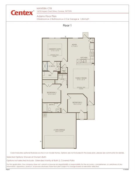 2D floor plan layout of this home in Mavera, Conroe, TX (Image 2).