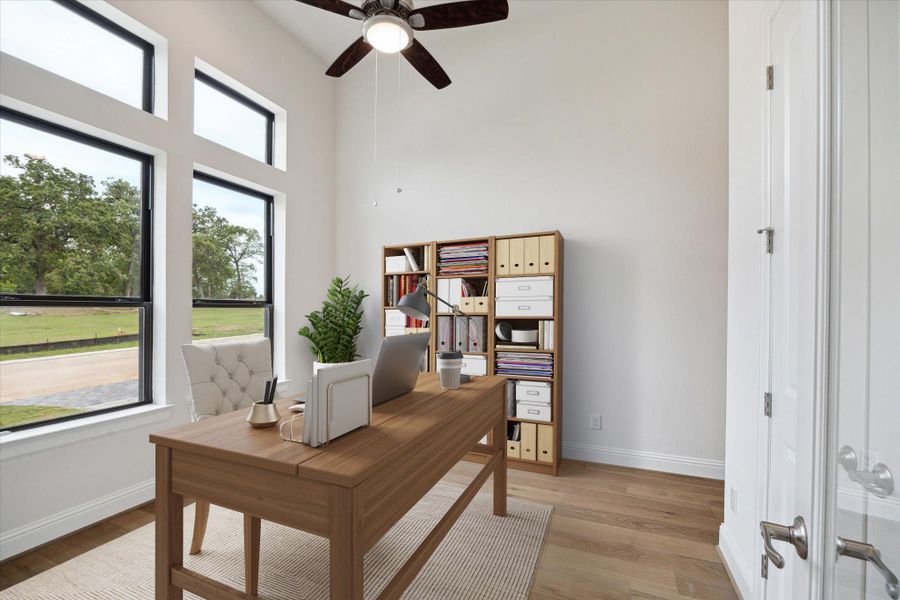 Off the Foyer is the Home Office/Study. This photo has been virtually staged. Off the Foyer is the Home Office/Study. This photo has been virtually staged.