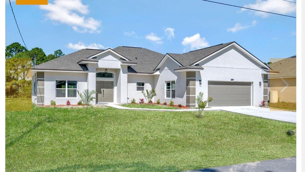 Front exterior of a new home in , Palm Bay, FL, highlighting curb appeal (Image 1).