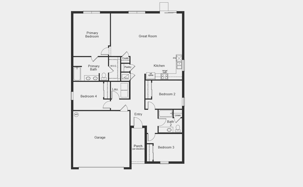 2D floor plan layout for the Plan 1707 by KB Home in Canoe Creek Reserve II, St. Cloud, FL (Image 3).