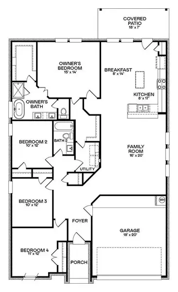 2D floor plan layout of this home in The Grand Prairie: Richmond Collection, Hockley, TX (Image 3).