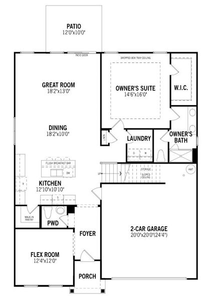 2D floor plan layout for the Avalon by Mattamy Homes in Westfall, Gastonia, NC (Image 3).