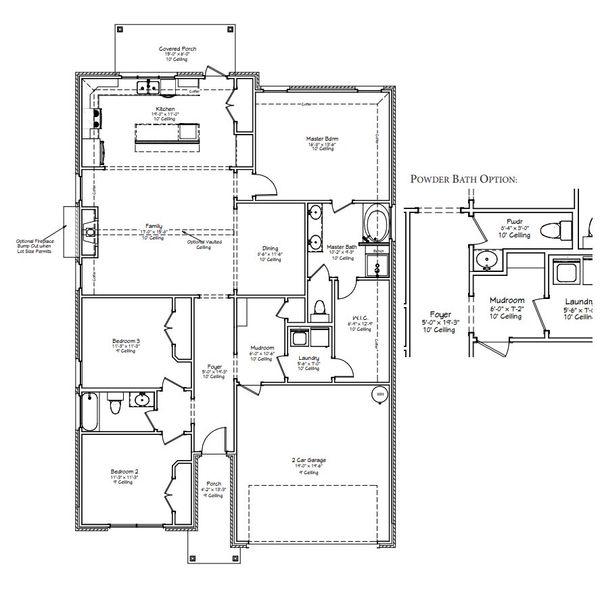 2D floor plan layout for the The Violet by Avonley Homes in Mission Ranch, College Station, TX (Image 2).