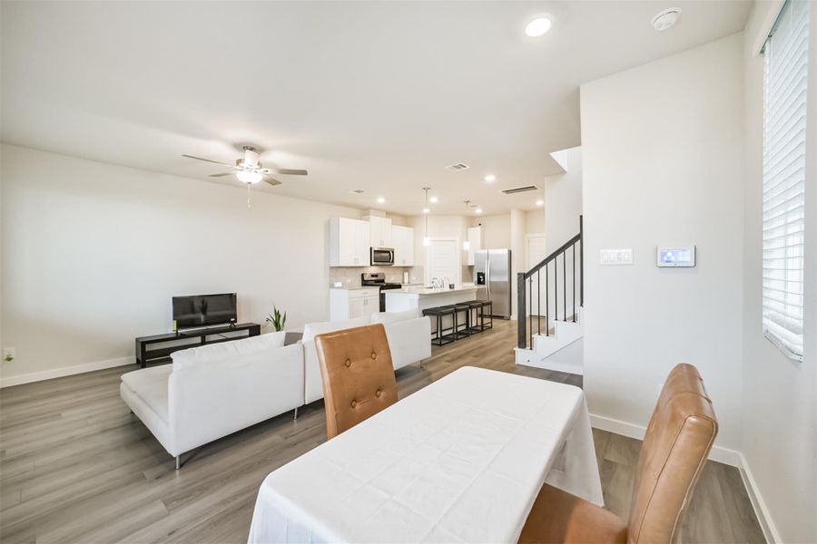 The comfortable dining area in the main living space. The comfortable dining area in the main living space.