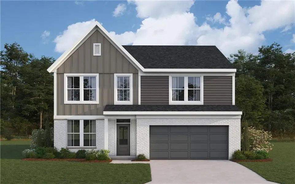 Front exterior of a new home in Easton Park, Dallas, GA, highlighting curb appeal (Image 1). Front exterior of a new home in Easton Park, Dallas, GA, highlighting curb appeal (Image 1).