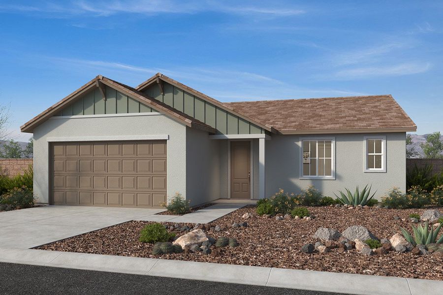 Representative exterior photo of a completed home built from the 2821 by KB Home in Mesquite at Teravalis, Buckeye, AZ (Image 5).
