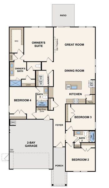 2D floor plan layout for the Geneva by Century Communities in Belleview Manor, Fairburn, GA (Image 3). 2D floor plan layout for the Geneva by Century Communities in Belleview Manor, Fairburn, GA (Image 3).