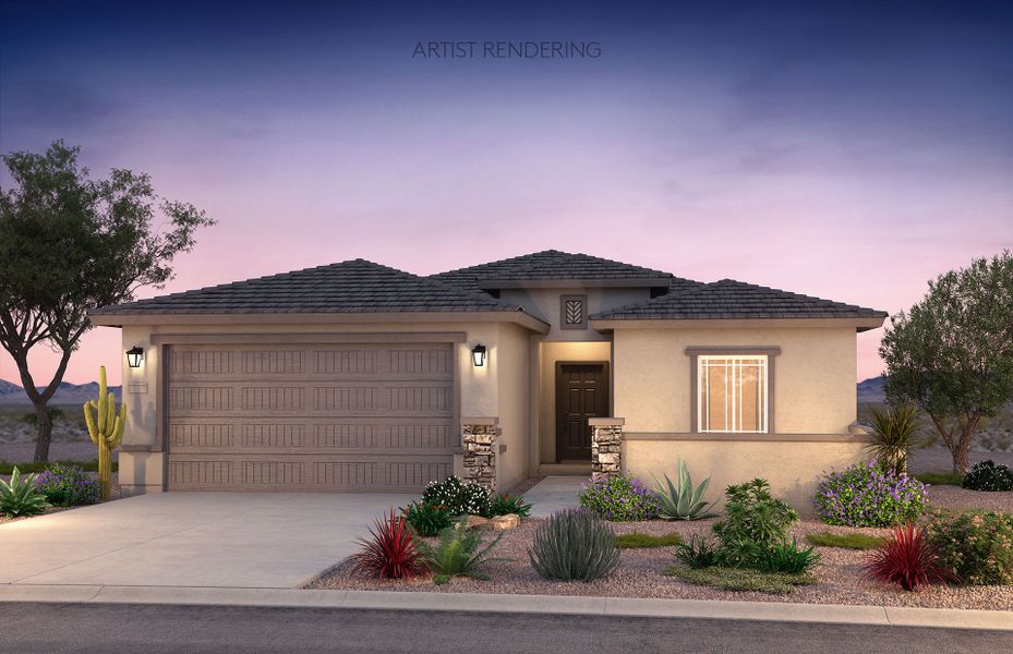 Representative exterior photo of a completed home built from the Potenza by Pulte Homes in El Cidro, Goodyear, AZ (Image 14).