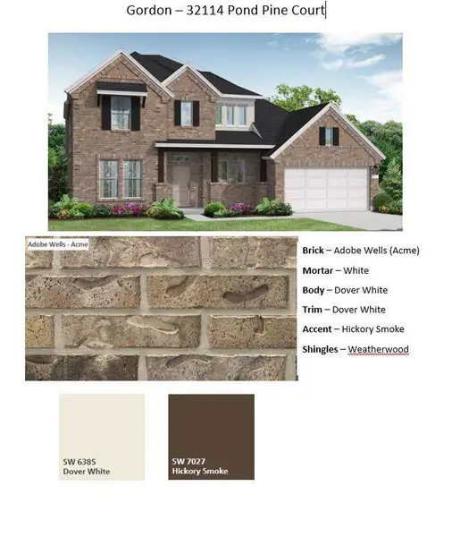 Sample of building materials used in homes in The Meadows at Imperial Oaks, Spring (Image 4). Sample of building materials used in homes in The Meadows at Imperial Oaks, Spring (Image 4).