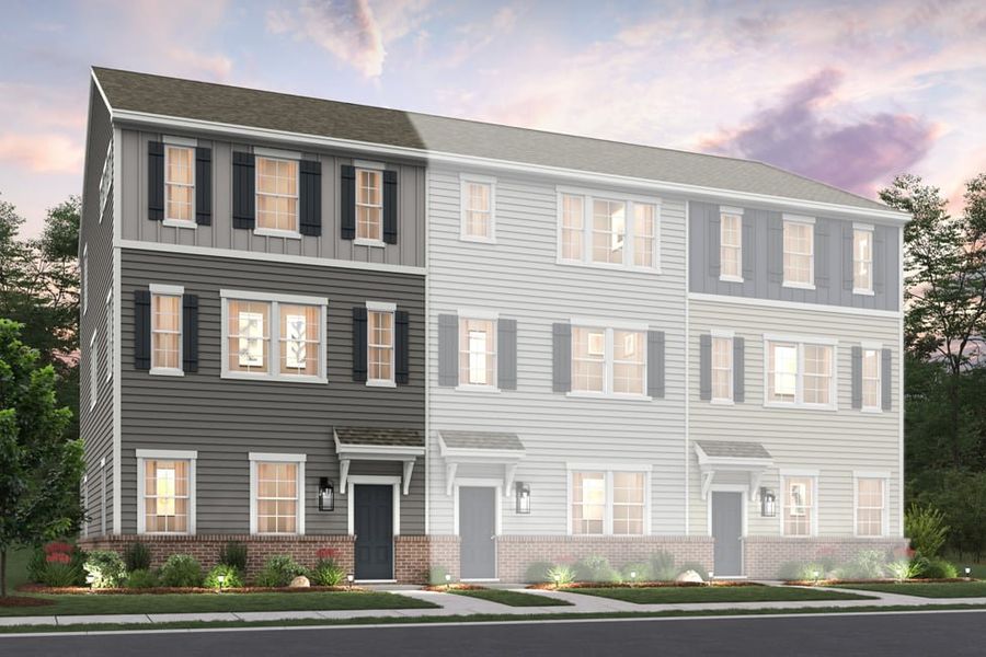 Front exterior of a new home in Hill Street at Vermillion, Huntersville, NC, highlighting curb appeal (Image 2).