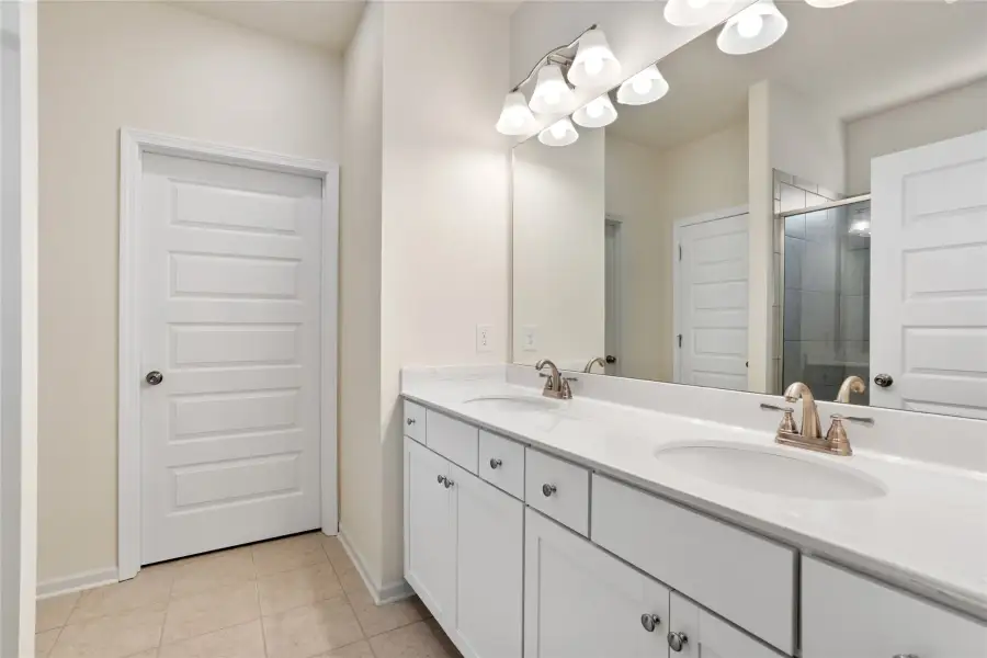The Caldwell- Primary Bathroom. Home is under construction. Sample image for illustration; upgrades, options, and colors may vary.