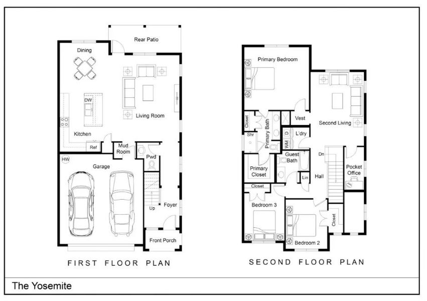 2D floor plan layout for the The Yosemite by Greentech Homes LLC in Nature Trail, Soddy-Daisy, TN (Image 4).