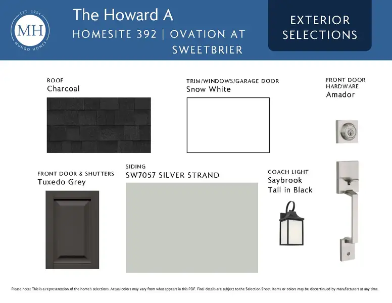 Sample of building materials used in homes in Ovation at Sweetbrier, Durham (Image 4).