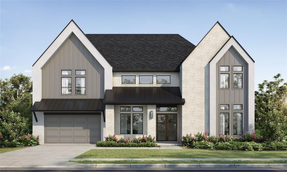Front exterior of a new home in , Houston, TX, highlighting curb appeal (Image 1). Front exterior of a new home in , Houston, TX, highlighting curb appeal (Image 1).