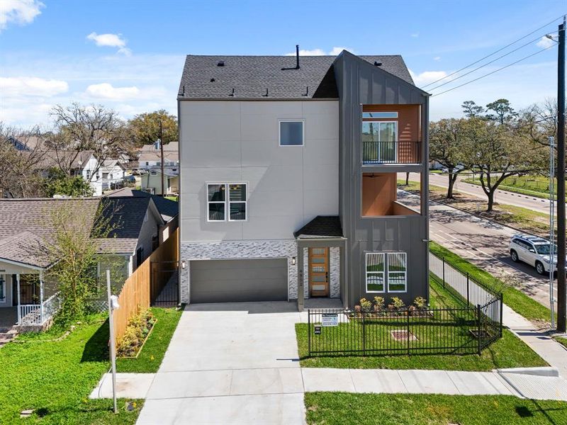 Welcome to 4802 McEwen Street! This brand new construction is 3 stories tall, offers 1,700 sqft of living space, 3 bedrooms, 2.5 bathrooms, high end custom finishes, second floor terrace, and a balcony off of the primary suite.