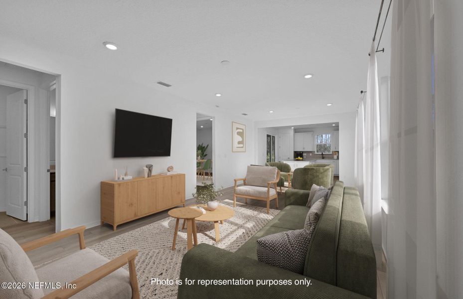 Furnished interior view inside a new home in Del Webb Wildlight, Yulee (Image 5).