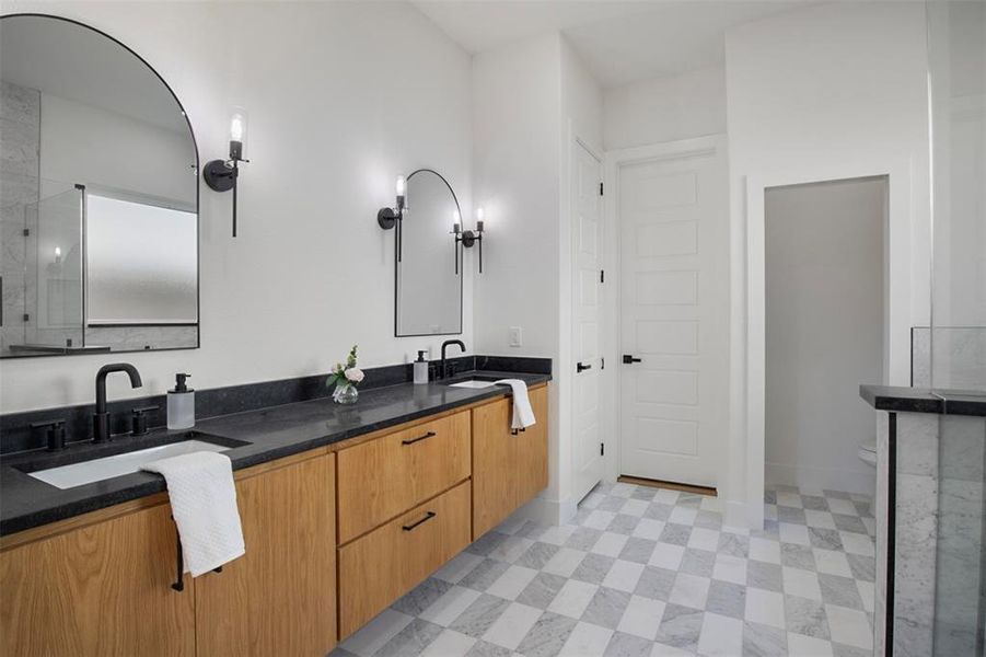 Bathroom with vanity and toilet