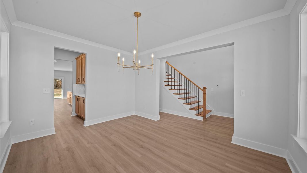 Desirable formal dining room with accomplished details in a reputable DRB Homes community