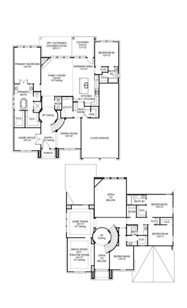 2D floor plan layout of this home in Jordan Ranch, Fulshear, TX (Image 2).