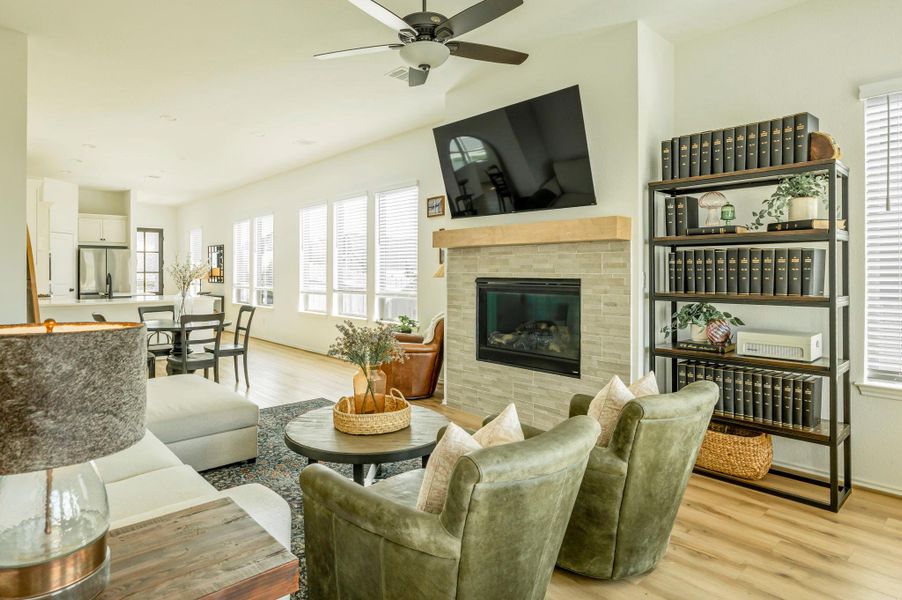 Living Room with Fireplace & Luxury Vinyl Floors