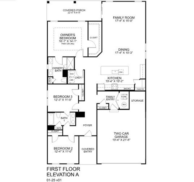 2D floor plan layout for the Palladio Ranch by Ryan Homes in Cainhoy Preserve, Huger, SC (Image 2).