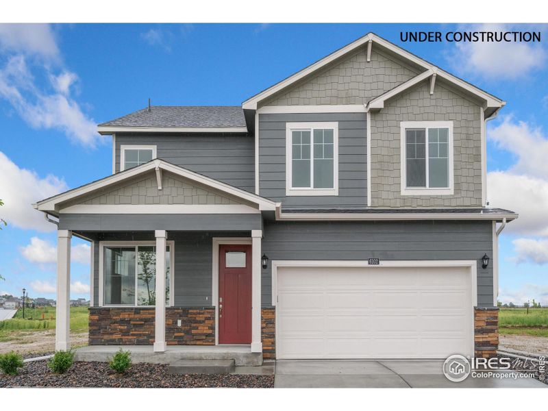 Front exterior of a new home in Silver Peaks, Lochbuie, CO, highlighting curb appeal (Image 18).