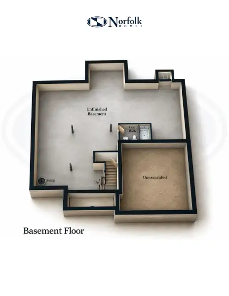 2D floor plan layout for the The Edinburgh by Norfolk Homes in Offsite Builds Southern Michigan, Ann Arbor, MI (Image 5).