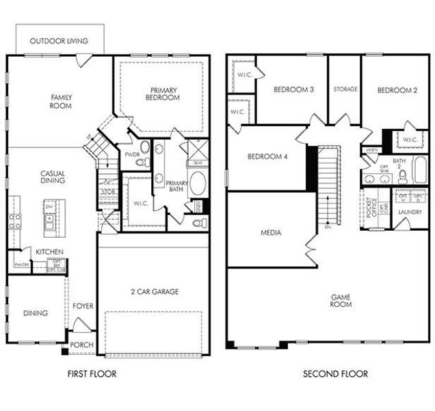 2D floor plan layout of this home in Kemah Crossing - Luxe Series, Kemah, TX (Image 2). 2D floor plan layout of this home in Kemah Crossing - Luxe Series, Kemah, TX (Image 2).