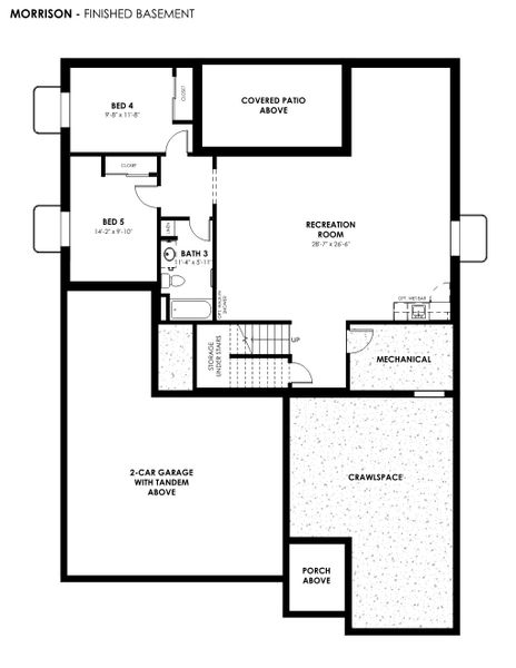 2D floor plan layout for the Morrison by Hartford Homes in Prairie Song Story Collection - Single Family Homes, Windsor, CO (Image 6). 2D floor plan layout for the Morrison by Hartford Homes in Prairie Song Story Collection - Single Family Homes, Windsor, CO (Image 6).