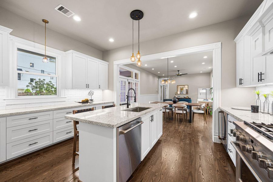 What a great space designed for the cook to have their space, and guests to interact and have their space in the kitchen. What a great space designed for the cook to have their space, and guests to interact and have their space in the kitchen.