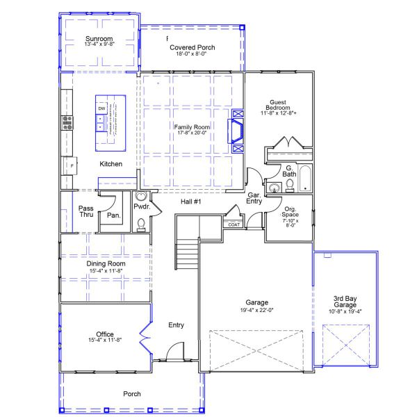 2D floor plan layout of this home in Ridgecrest at Midway, Anderson, SC (Image 3).