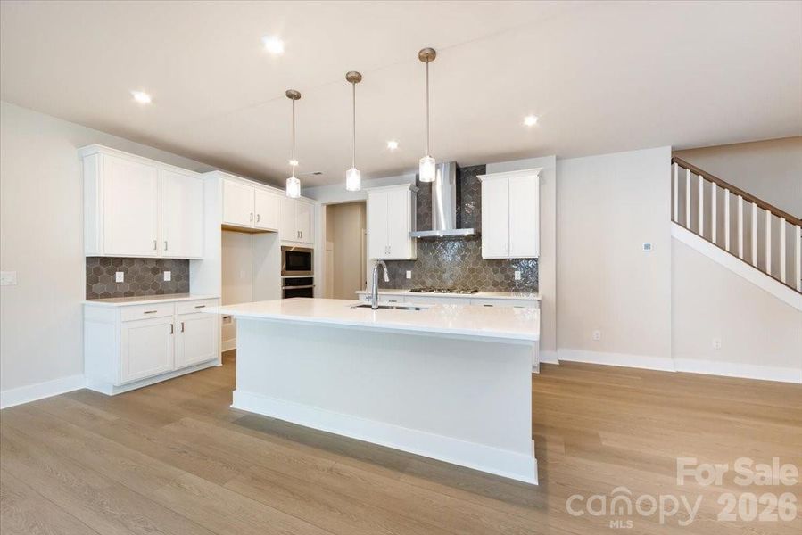 Gourmet Kitchen with White Cabinets