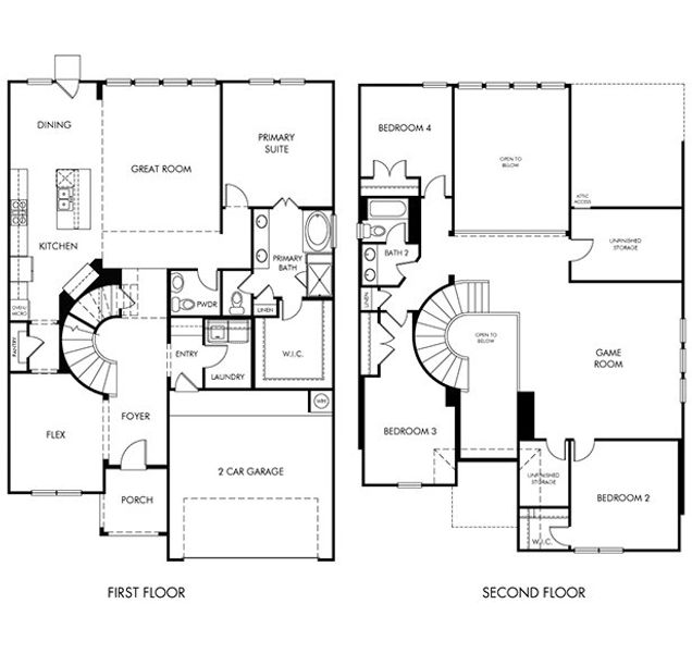 2D floor plan layout of this home in Carmel Ranch, Schertz, TX (Image 3).