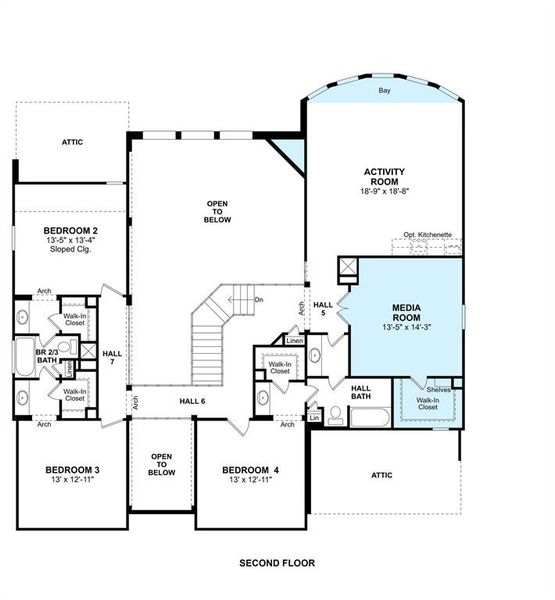 The Lauren floor plan by K. Hovnanian® Homes. 2nd Floor shown. *Prices, plans, dimensions, features, specifications, materials, and availability of homes or communities are subject to change without notice or obligation.