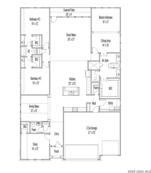 2D floor plan layout of this home in Legacy at Lake Dunlap, New Braunfels, TX (Image 4).