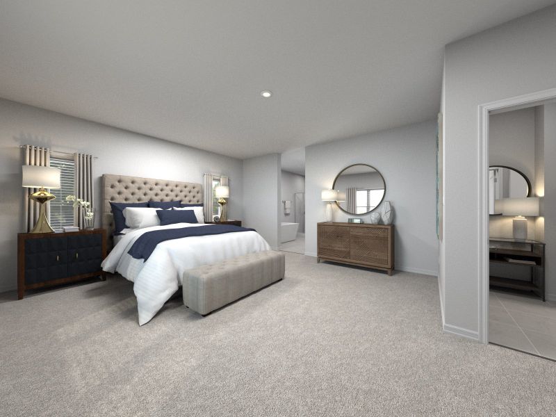 Rendering of Roman primary bedroom.