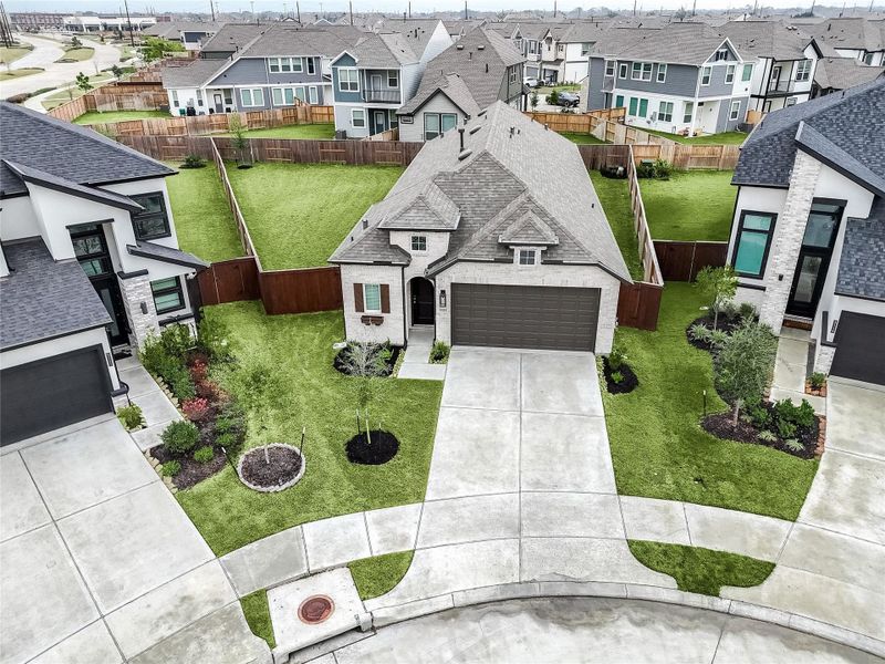 Aerial perspective capturing the impressive cul-de-sac setting and oversized lot, a rare find in Meridiana. Aerial perspective capturing the impressive cul-de-sac setting and oversized lot, a rare find in Meridiana.