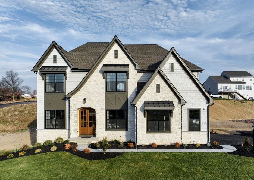 Representative exterior photo of a completed home built from the Devonshire by Keystone Custom Homes in McLean South Shore, Belmont, NC (Image 22).