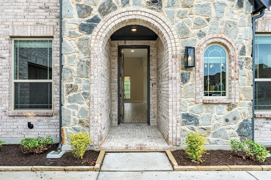 Front exterior of a new home in Devonshire Classic 60-65, Forney, TX, highlighting curb appeal (Image 25). Front exterior of a new home in Devonshire Classic 60-65, Forney, TX, highlighting curb appeal (Image 25).