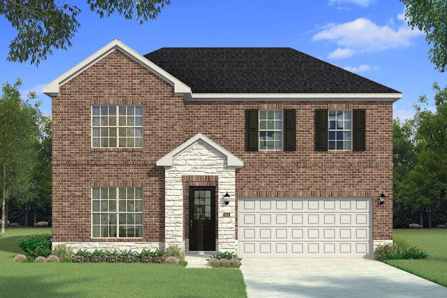 The Adella - Traditional 2 with Stone Elevation The Adella - Traditional 2 with Stone Elevation