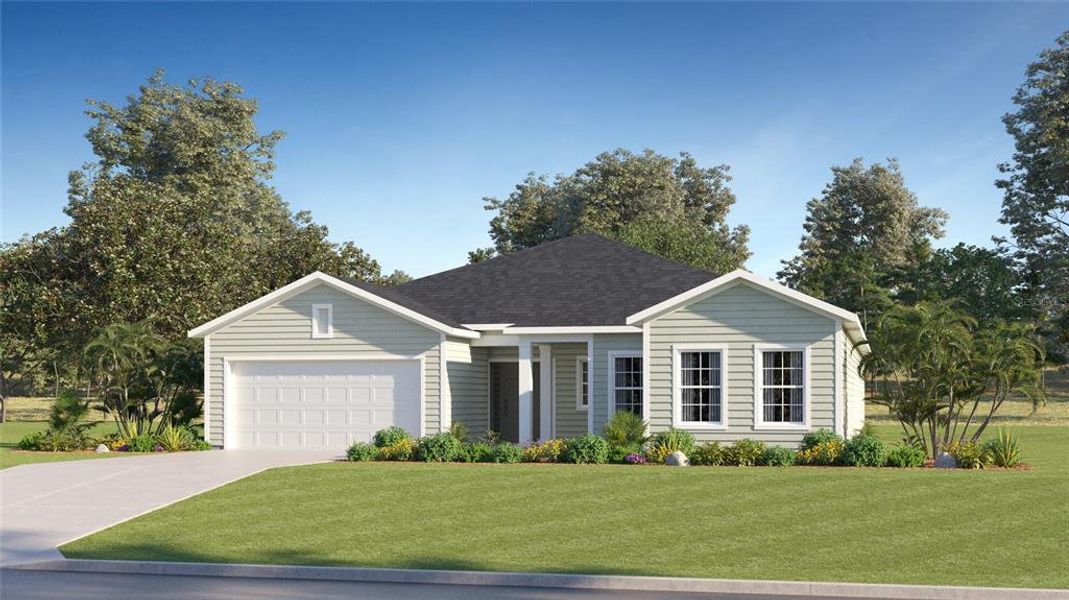 Front exterior of a new home in Trailhead Landing: Trailhead Landing 60s, Alachua, FL, highlighting curb appeal (Image 1).