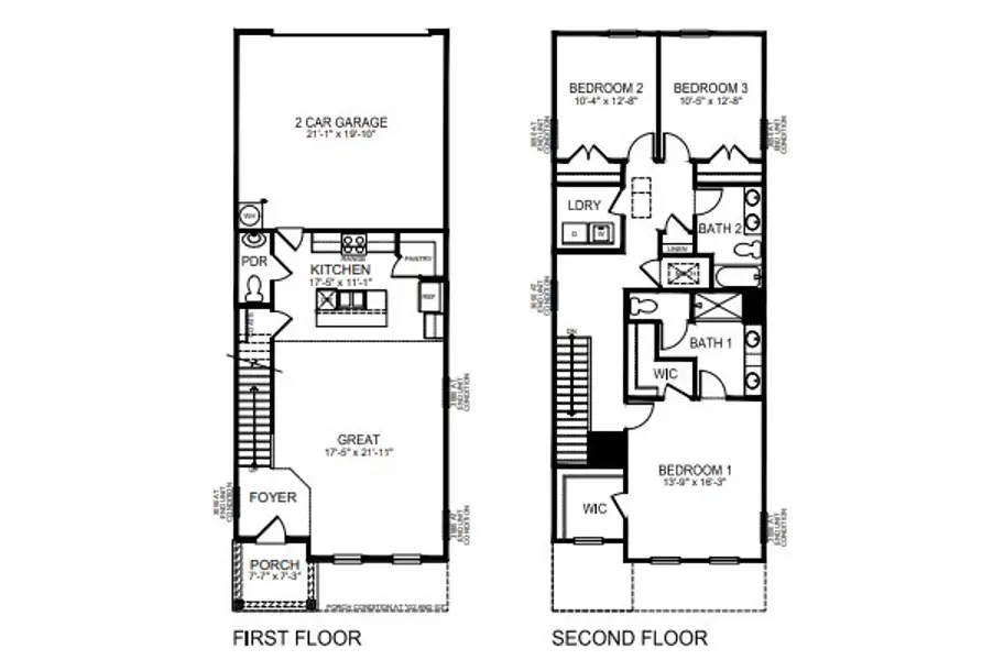 2D floor plan layout for the Collin by D.R. Horton in Logan Farms, Mooresville, NC (Image 3).