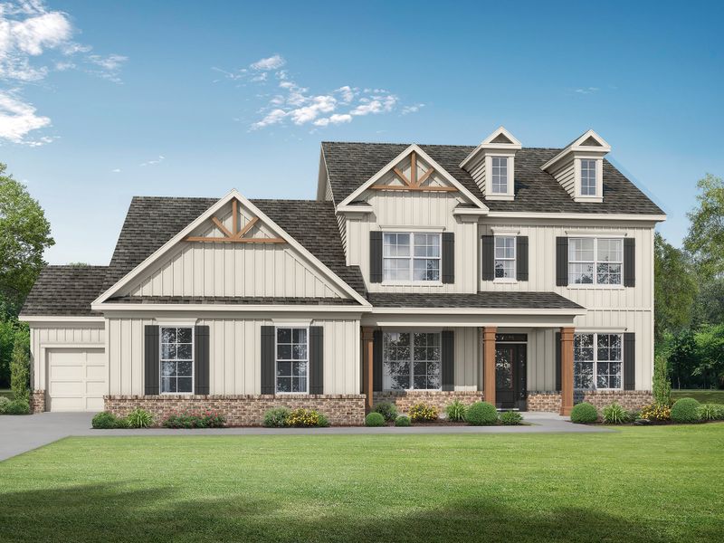 Representative exterior photo of a completed home built from the The Brentwood II by My Home Communities in Great River, Monroe, GA (Image 6). Representative exterior photo of a completed home built from the The Brentwood II by My Home Communities in Great River, Monroe, GA (Image 6).