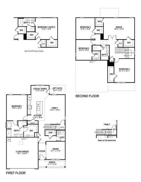 2D floor plan layout for the Salem by D.R. Horton in Sheffield Highlands, Dallas, GA (Image 3).