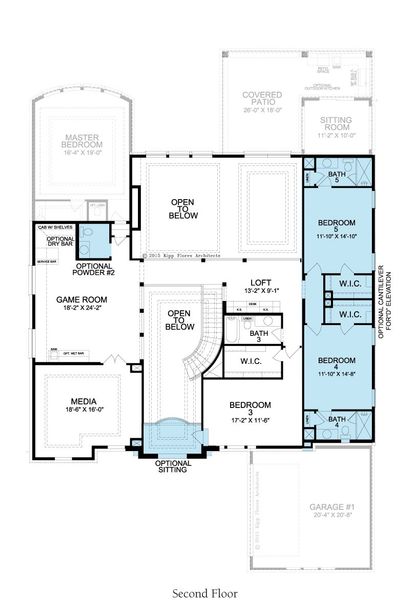 2D floor plan layout for the Carmichael by Landon Homes in Fields - Brookside North, Frisco, TX (Image 8). 2D floor plan layout for the Carmichael by Landon Homes in Fields - Brookside North, Frisco, TX (Image 8).