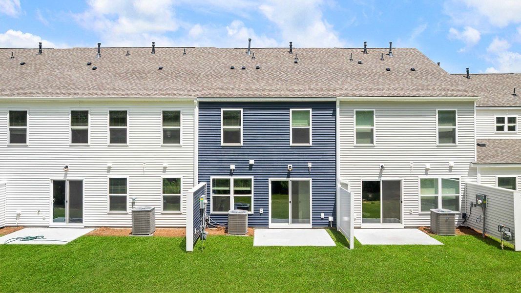Exterior details and patio area of a home in Pine Hills Townhomes at Cane Bay, Summerville (Image 2). Exterior details and patio area of a home in Pine Hills Townhomes at Cane Bay, Summerville (Image 2).