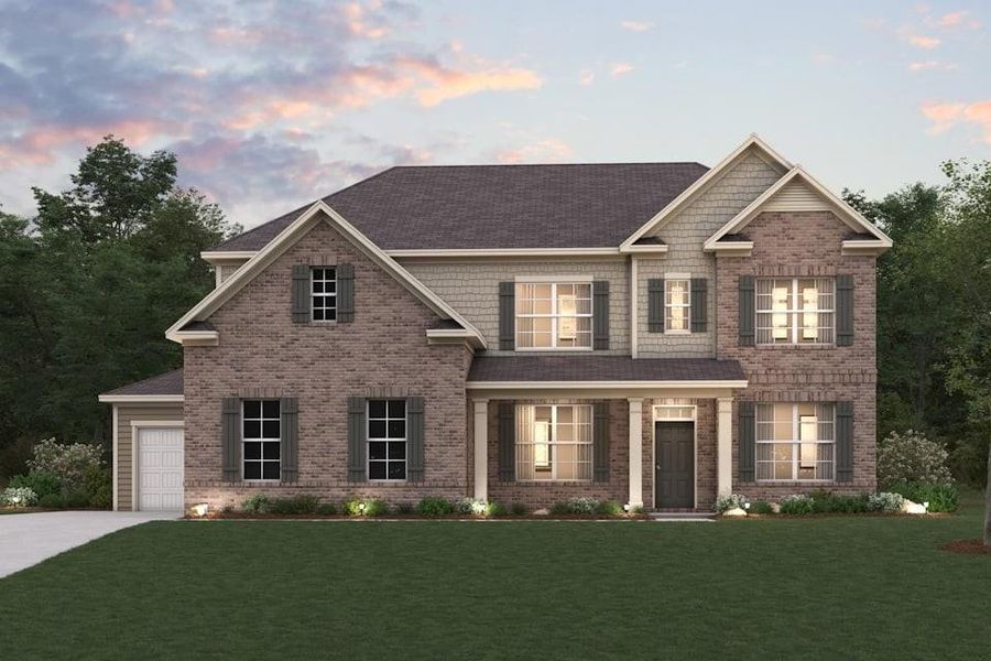 Front exterior of a new home in Conner Farm, Dawsonville, GA, highlighting curb appeal (Image 1). Front exterior of a new home in Conner Farm, Dawsonville, GA, highlighting curb appeal (Image 1).